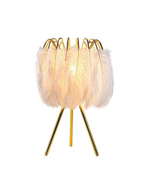 New Feather Desk Lamp Decorative Lamp Nordic Home Bedlight Feather Nightlight Atmosphere Bedroom Creative Desk Lamp