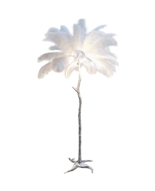 Floor lamp, high-end living room feel, cream style feather lamp, Nordic bedroom decoration atmosphere lamp, feather floor lamp, cross-border