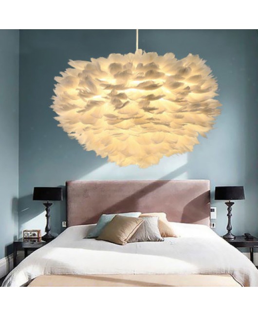 Feather lamp bedroom Nordic lighting simple modern living room children's lamp warm romantic lighting internet famous feather pendant lamp