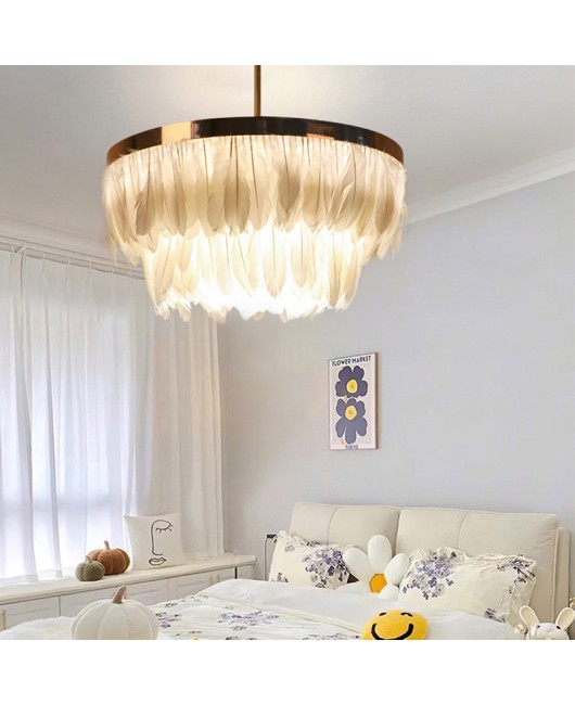 Popular live streaming room, internet famous pendant light, Nordic postmodern creative LED feather pendant light, hotel living room, bedroom lighting fixtures