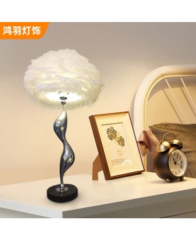 Internet celebrity Instagram style feather lamp desk lamp living room bedroom floor lamp atmosphere decoration bedside lamp desk lamp feather lamp