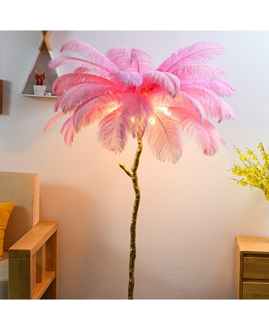 LED bedroom headboard feather lamp full copper body lamp floor lamp ins style Nordic living room dining room internet famous atmosphere lamp