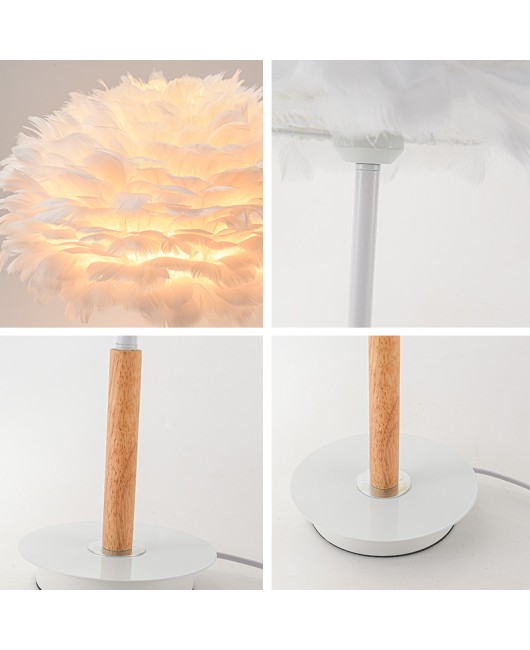 Girl bedroom decoration simple modern desktop desk lamp light luxury new house decoration feather lamp wholesale