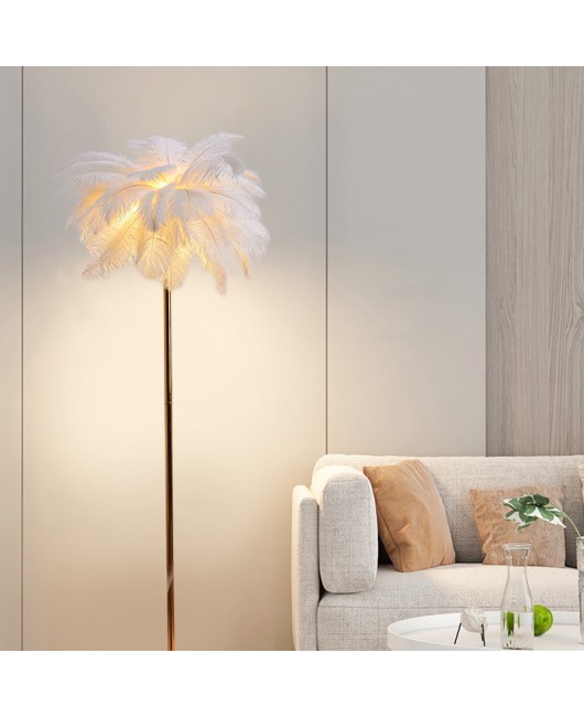 Postmodern creative feather floor lamp, Nordic minimalist personality, wrought iron romantic bedroom bedside lamp, living room floor lamp