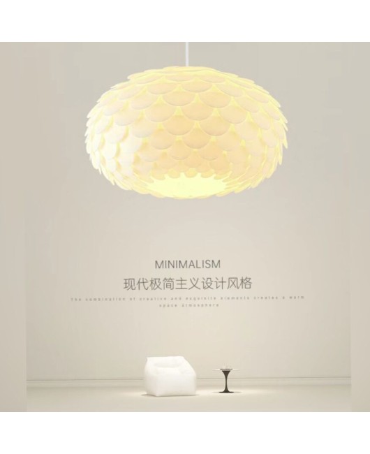 Nordic minimalist cream style fish scale restaurant pendant light, modern master bedroom lighting, entrance foyer light, children's room ceiling light