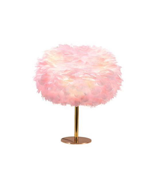 Nordic Decorative Feather Desk Lamp Pink Feather Lamp Bedroom Atmosphere Internet Red Bedlight Creative Bedhead Nightlight