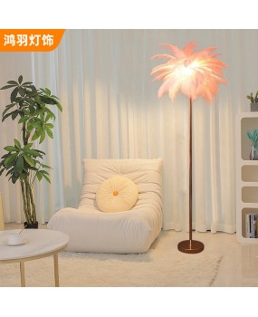 Feather lamp, floor lamp, ins style living room lamp, Nordic light luxury home decoration lamp, live broadcast room decoration floor lamp, cross-border