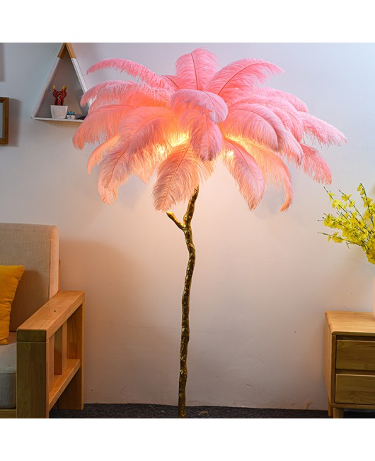 Feather lamp floor lamp ins style living room lamp all copper household modern minimalist bedroom atmosphere floor lamp feather lamp