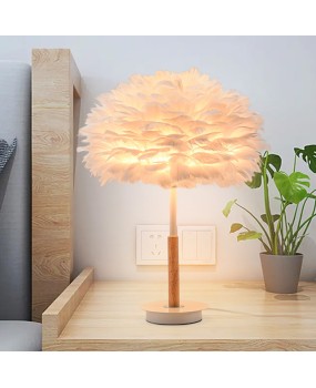 Girl bedroom decoration simple modern desktop desk lamp light luxury new house decoration feather lamp wholesale