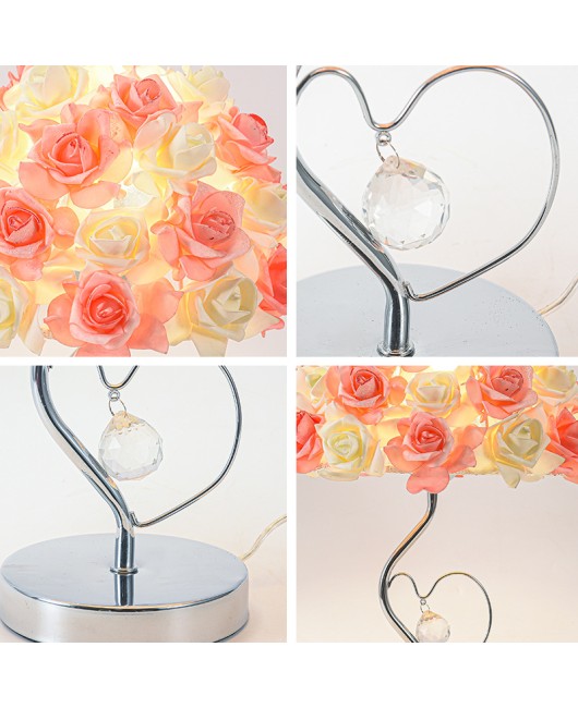 Rose crystal desk lamp, bedroom bedside lamp, creative wedding room night lamp, simple and warm decoration, internet famous desk lamp