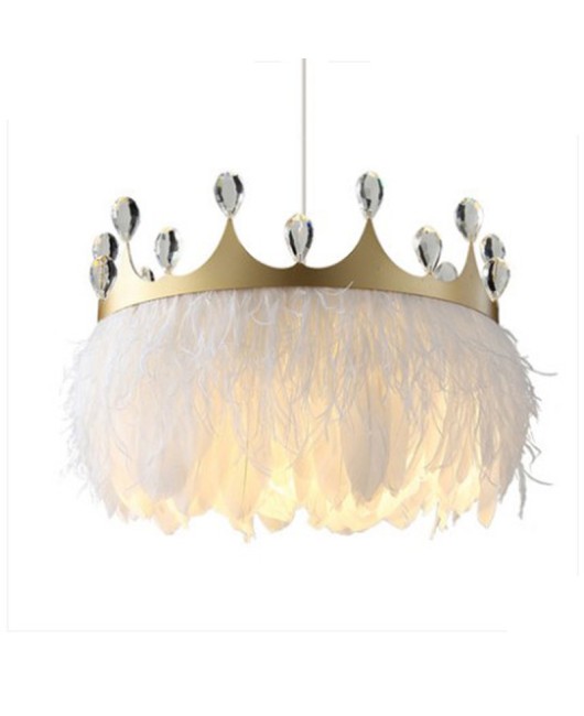 Bedroom pendant light, warm and romantic Nordic lighting fixtures, master bedroom, crown princess room, creative internet famous girl feather lighting fixtures