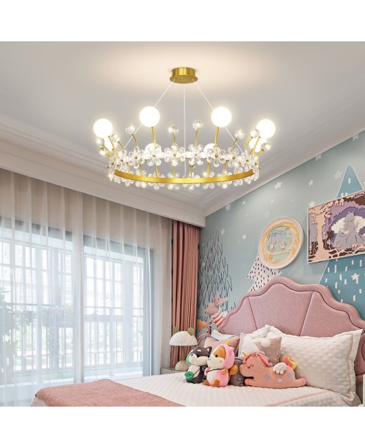 Crystal Crown Pendant, Bedroom Light, Modern Simplicity, Internet Celebrity New Style, Living Room, Master Bedroom, Light Luxury, Children's Room, Pendant Light Fixture