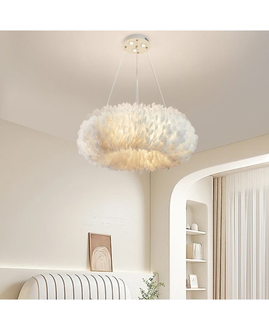 Modern minimalist ins style donut pendant light, ceiling light, women's bedroom feather light pendant light, living room feather light pendant light