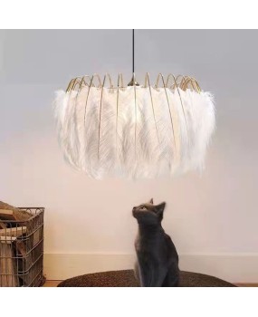 French luxury living room pendant light Italian post-modern minimalist feather pendant light ins internet famous master bedroom dining room lighting fixtures