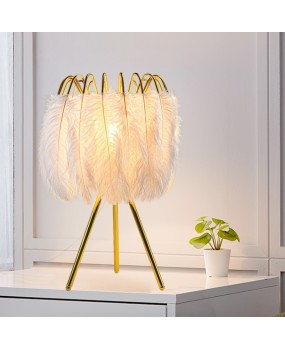 New Feather Desk Lamp Decorative Lamp Nordic Home Bedlight Feather Nightlight Atmosphere Bedroom Creative Desk Lamp