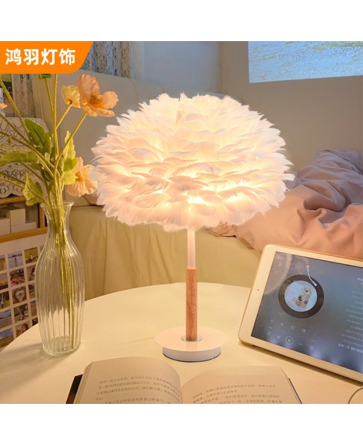 Girl bedroom decoration simple modern desktop desk lamp light luxury new house decoration feather lamp wholesale