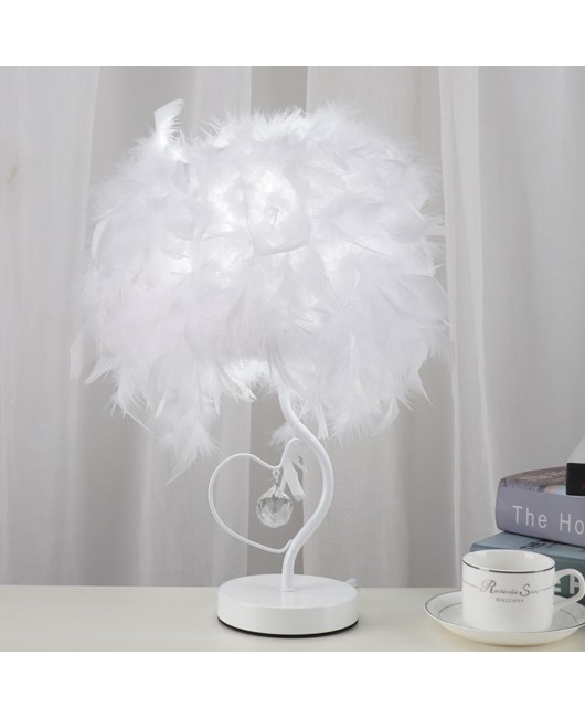 Feather desk lamp Nordic bedroom desk lamp Small night lamp Iron warm home living room feather lamp Creative bedroom lamp