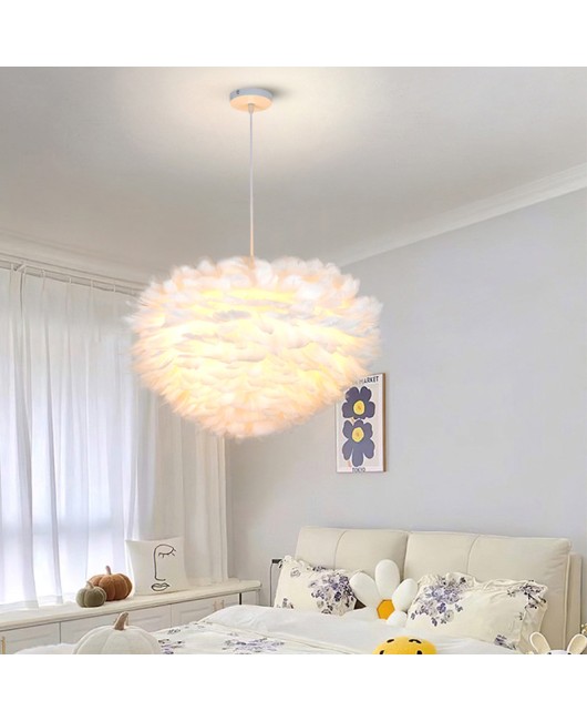 Zhongshan lighting fixtures, feather lights, LED Nordic feather pendant lights, homestay living room, bedroom decoration, feather lights, pendant lights