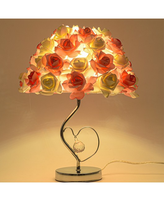 Rose crystal desk lamp, bedroom bedside lamp, creative wedding room night lamp, simple and warm decoration, internet famous desk lamp