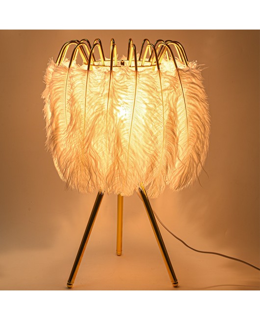 New Feather Desk Lamp Decorative Lamp Nordic Home Bedlight Feather Nightlight Atmosphere Bedroom Creative Desk Lamp