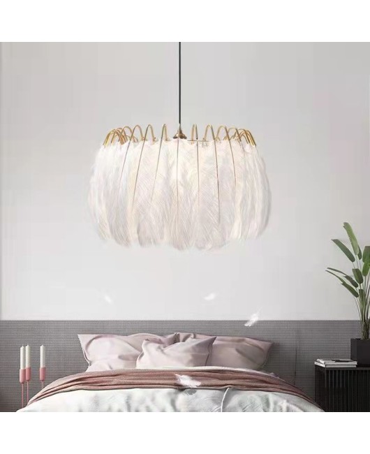 French luxury living room pendant light Italian post-modern minimalist feather pendant light ins internet famous master bedroom dining room lighting fixtures