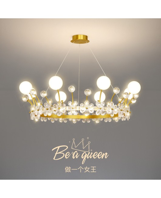 Crystal Crown Pendant, Bedroom Light, Modern Simplicity, Internet Celebrity New Style, Living Room, Master Bedroom, Light Luxury, Children's Room, Pendant Light Fixture