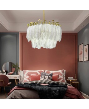 Factory direct sale feather bedroom lights ins pendant lights Nordic modern living room lights creative internet famous feather lighting fixtures