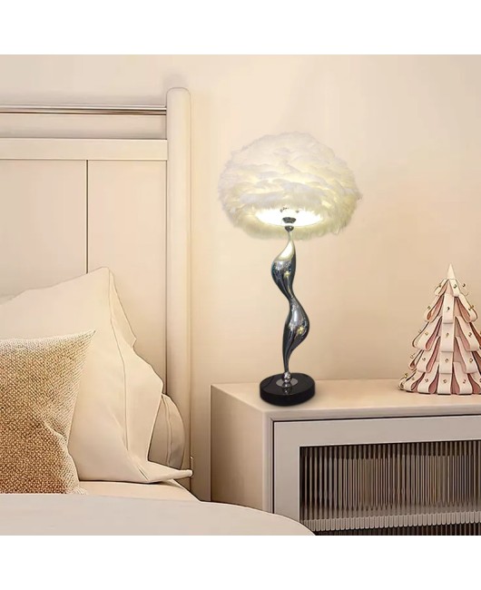 Internet celebrity Instagram style feather lamp desk lamp living room bedroom floor lamp atmosphere decoration bedside lamp desk lamp feather lamp