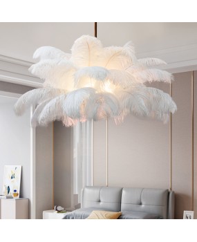 Manufacturer's direct sale of postmodern creative LED feather pendant lights, hotel clubs, living rooms, bedrooms, pendant lights, feather lights wholesale