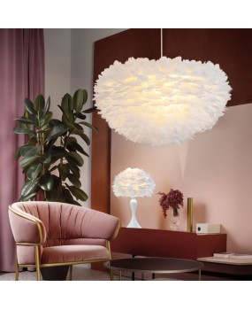 Nordic bedroom lamp, modern, simple, personalized, creative, children's princess room, warm and romantic, internet famous decoration, feather pendant lamp