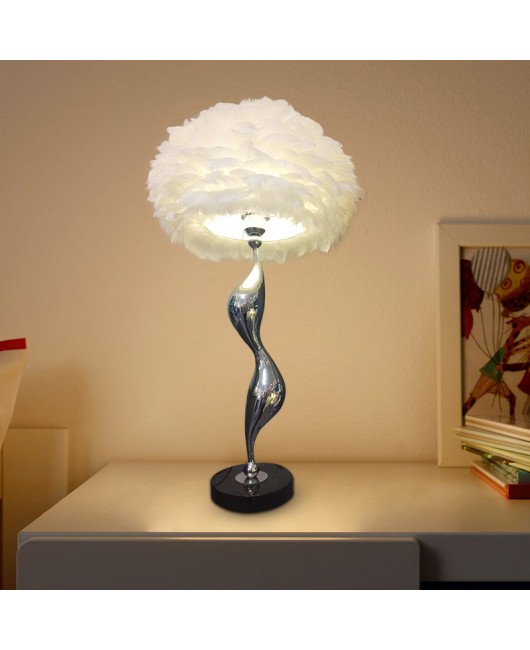 Internet celebrity Instagram style feather lamp desk lamp living room bedroom floor lamp atmosphere decoration bedside lamp desk lamp feather lamp