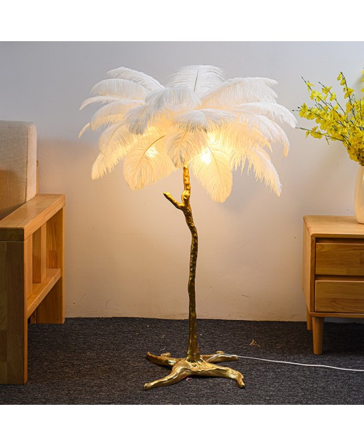 Feather lamp, floor lamp, living room lamp, Nordic internet famous bedroom, living room, creative simplicity, resin LED feather lamp, ins style