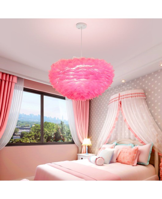 Nordic bedroom lamp, modern, simple, personalized, creative, children's princess room, warm and romantic, internet famous decoration, feather pendant lamp