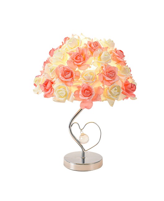 Rose crystal desk lamp, bedroom bedside lamp, creative wedding room night lamp, simple and warm decoration, internet famous desk lamp