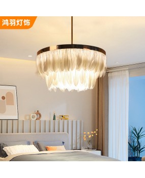 Popular live streaming room, internet famous pendant light, Nordic postmodern creative LED feather pendant light, hotel living room, bedroom lighting fixtures