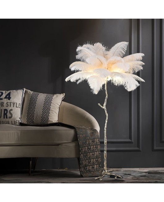 Processing LED bedroom headboard feather lamps, all copper body lamps, floor lamps, Ins style Nordic living room dining room