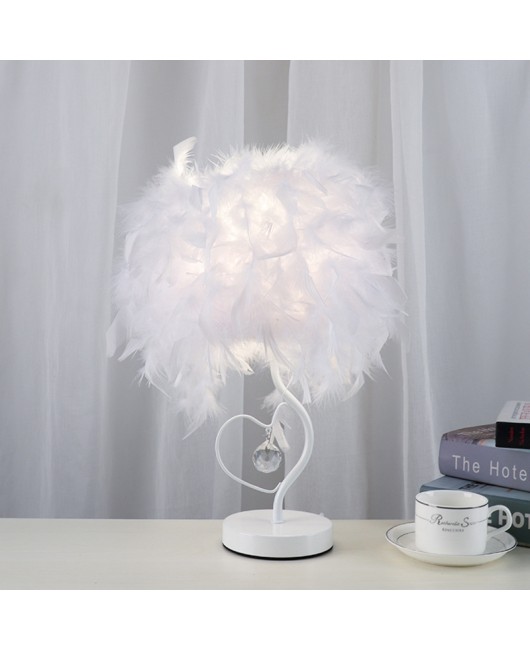 Feather desk lamp Nordic bedroom desk lamp Small night lamp Iron warm home living room feather lamp Creative bedroom lamp