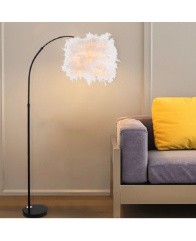 Nordic feather floor lamp simple and creative living room lamp bedroom bedside night lamp white fishing lamp LED floor lamp