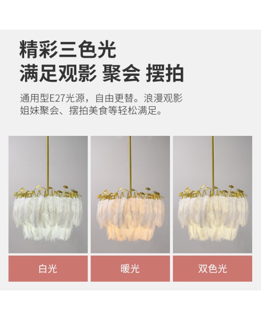 Factory direct sale feather bedroom lights ins pendant lights Nordic modern living room lights creative internet famous feather lighting fixtures