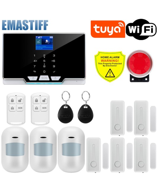 Foreign trade graffiti WIFI+GSM intelligent security alarm kit app controls home door and window anti-theft detectors