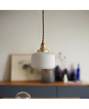 Modern minimalist restaurant bar counter brass ceramic pendant light Japanese Zen tea room bedroom bedside small pendant light