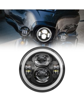 Suitable for 7-inch Wrangler headlights, Harley car headlights, LED dual color angel eyes off-road modified headlights