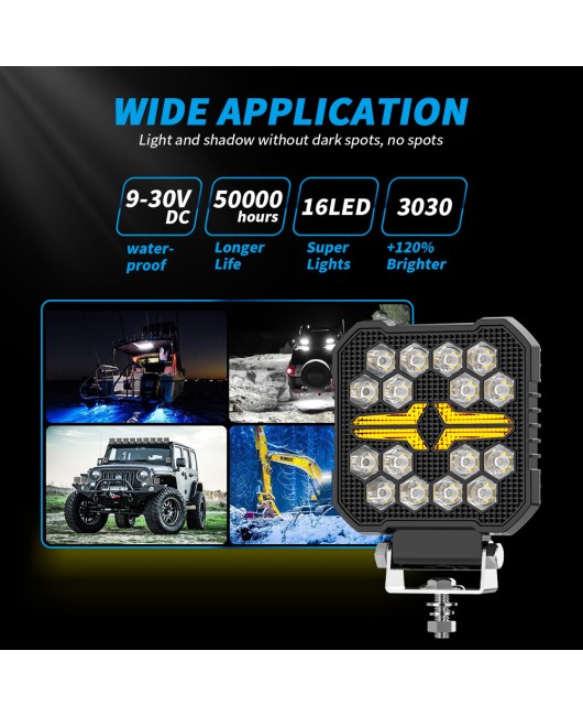 Cross border new car LED square work light LED30W engineering auxiliary light modification headlight engineering spotlight