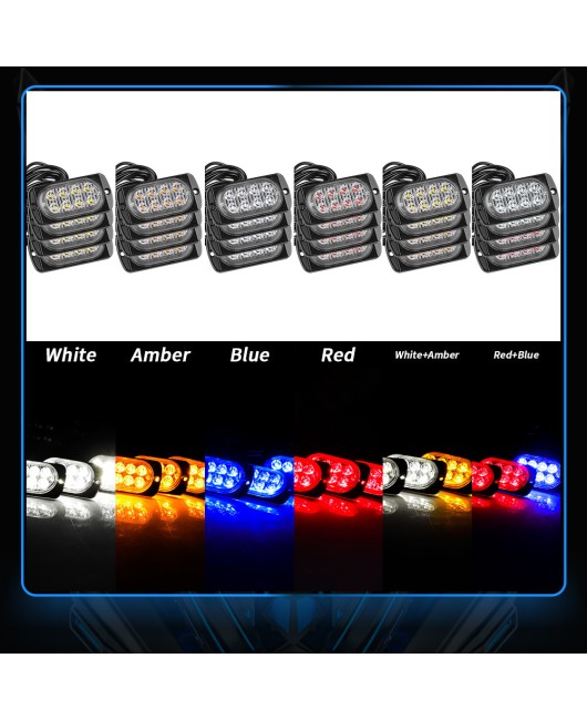 Car grille flashing lights with one to four 8LED wireless remote control flashing truck side lights, high brightness warning grille lights