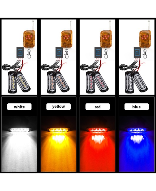 One to four car grille flashing warning light, flashing side lights, 4LED high brightness grille light, 12-24V multi-mode