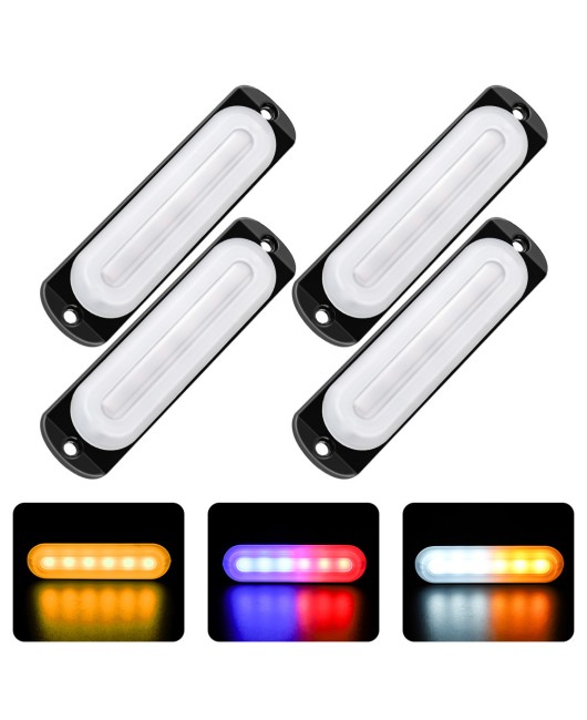 Cross border new truck side lights 12-24V light guide 6LED flashing lights car side lights 6 warning lights