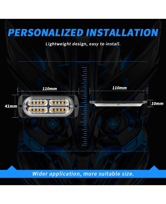 1-to-4 wireless remote control 12V one to four flashing lights 20LED * 4pcs warning lights 12V grille lights daytime running lights