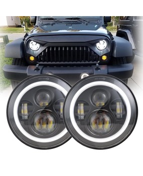 Suitable for Jeep 7-inch Wrangler LED headlights, Harley 45W modified motorcycle lights, dual color angel eyes