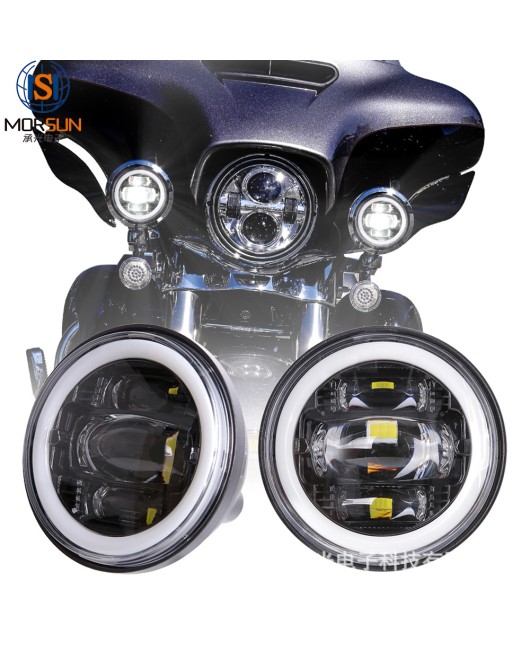 4.5 inch fog light suitable for Harley fog light locomotive modification LED auxiliary light with angel eye daytime running light