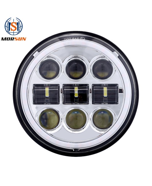 5.75-inch Harley LED headlights locomotive modification front headlights 45W new dual color full aperture headlights